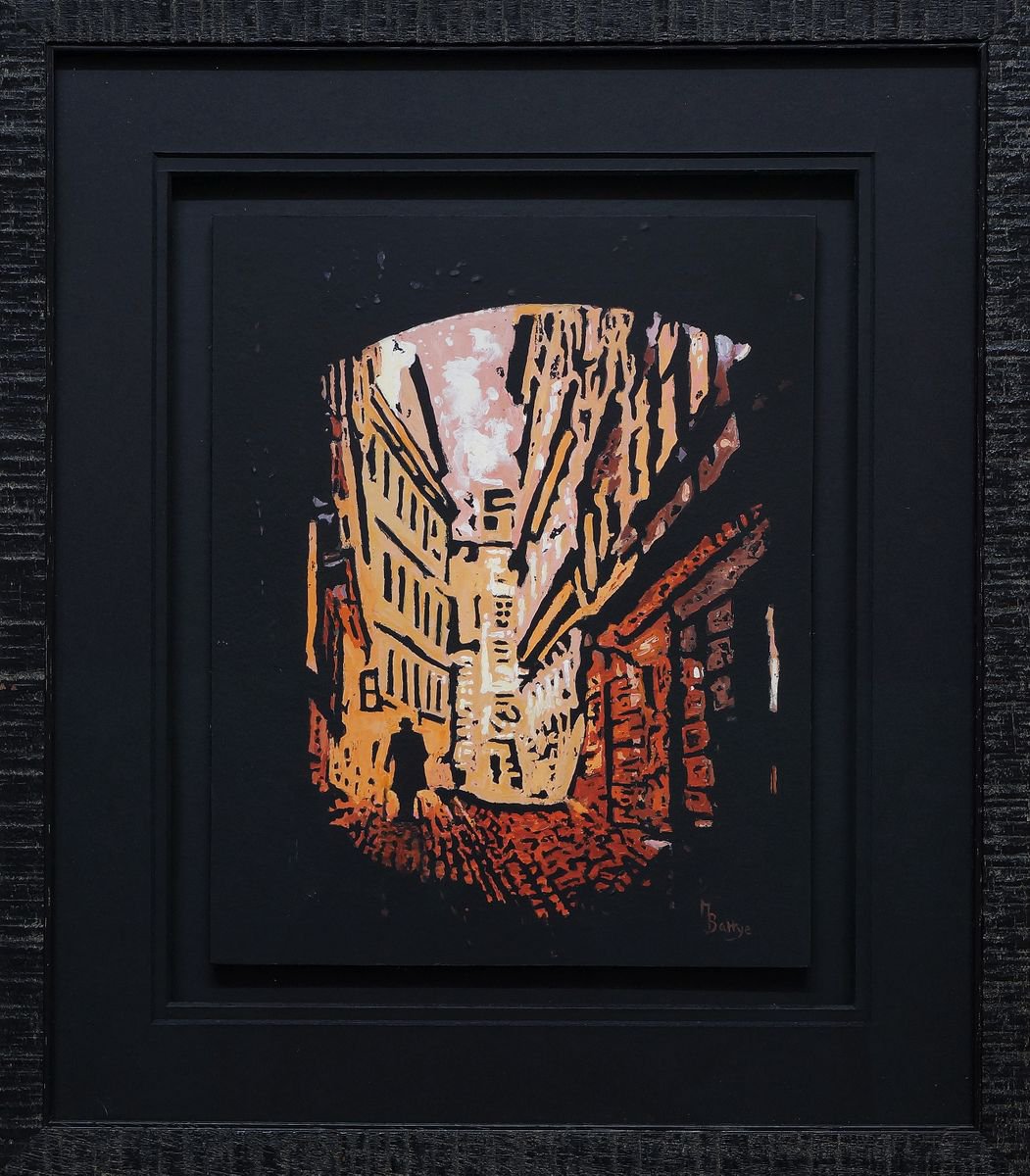 In the Shadows - Framed - Ready To Hang - Ink Resist Painting by Margaret Battye