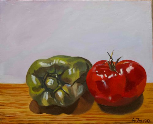 Pepper and tomato by Anne Zamo