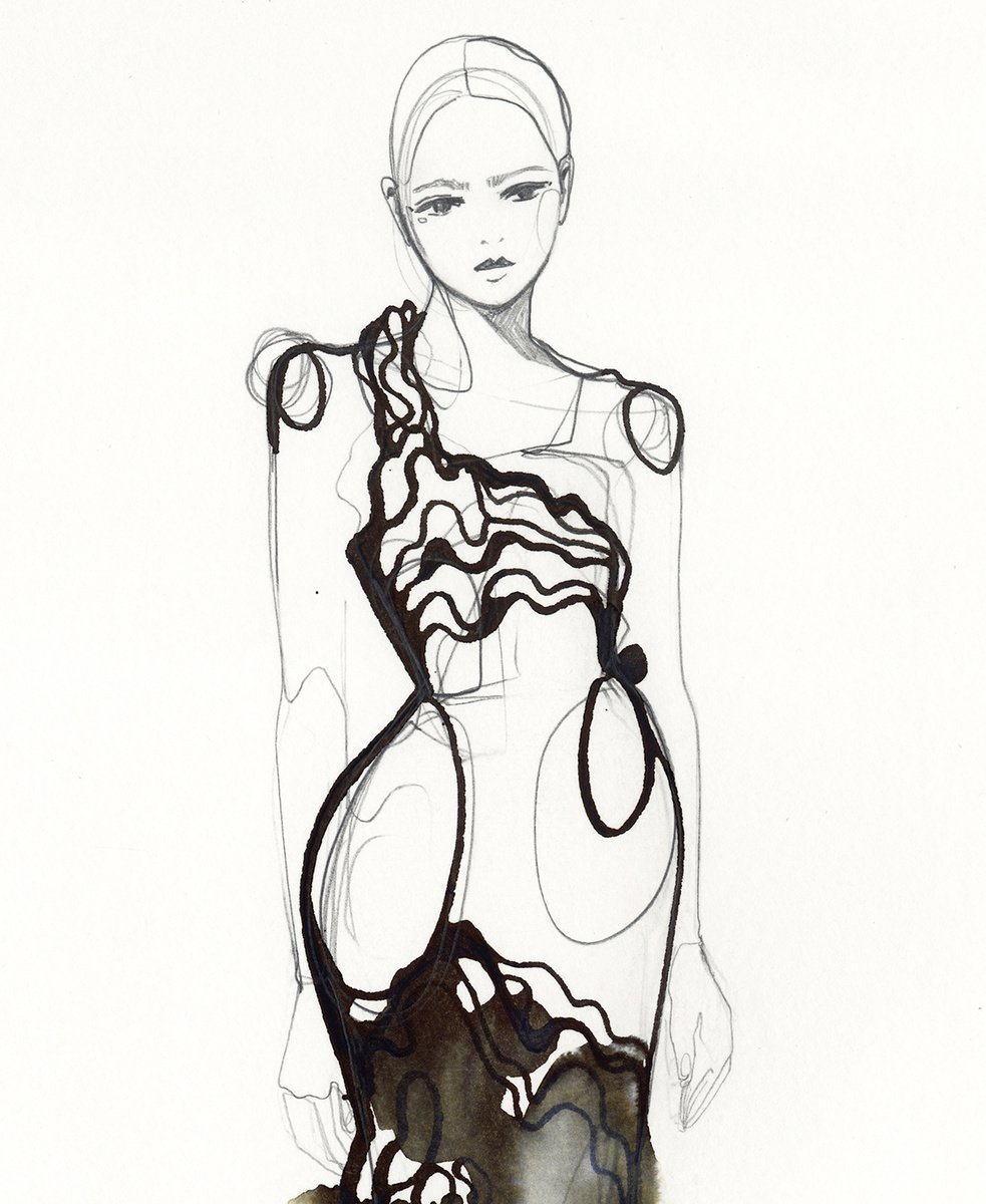 Pencil and Ink mini in black III by Holly Sharpe