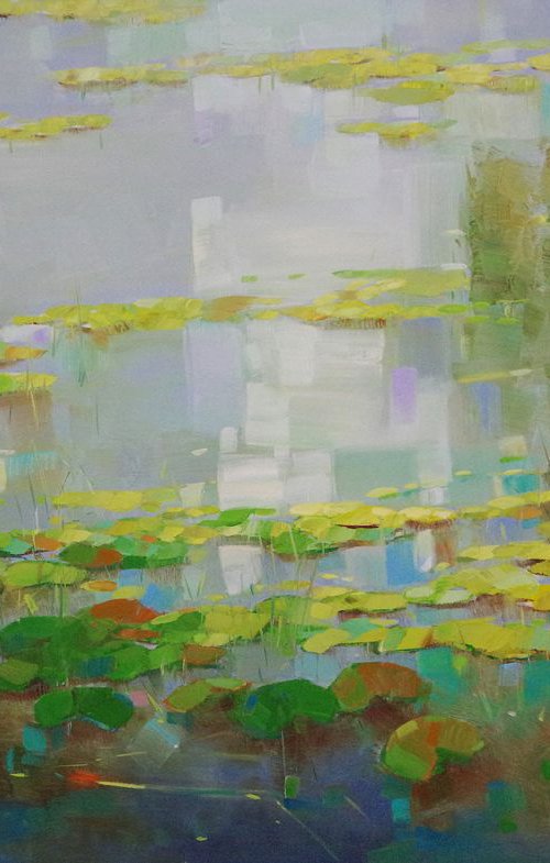 Waterlilies Pond, Large Original oil Painting, Impressionism, Handmade artwork, One of a Kind by Vahe Yeremyan