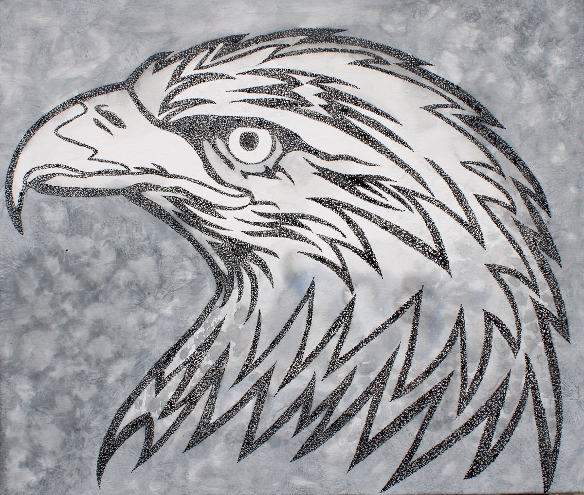 Expressive Animal Acrylic Painting By Tingqun Zhang, 39 X 31", Eagle, Original Artwork