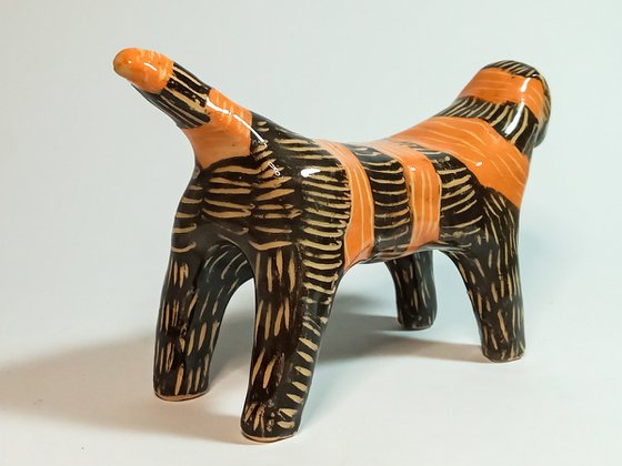 Ceramic sculpture Tiger 14x8 x4 cm