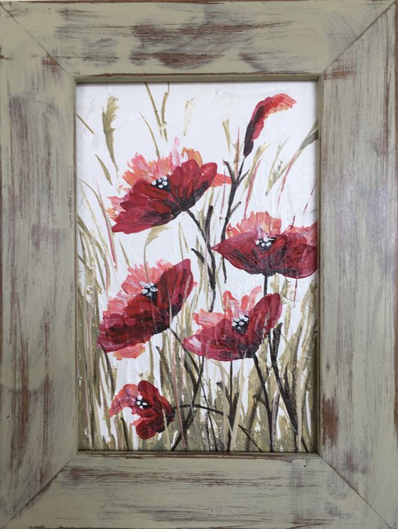 Red Poppies in a frame Nr 2