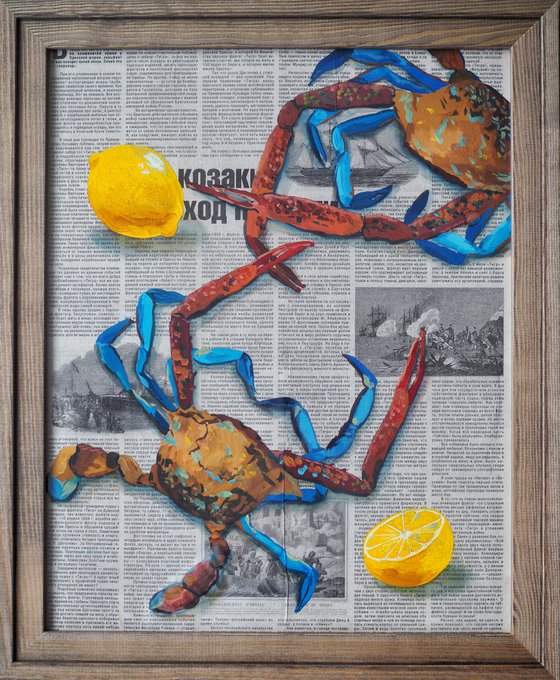 Crabs on the newspaper