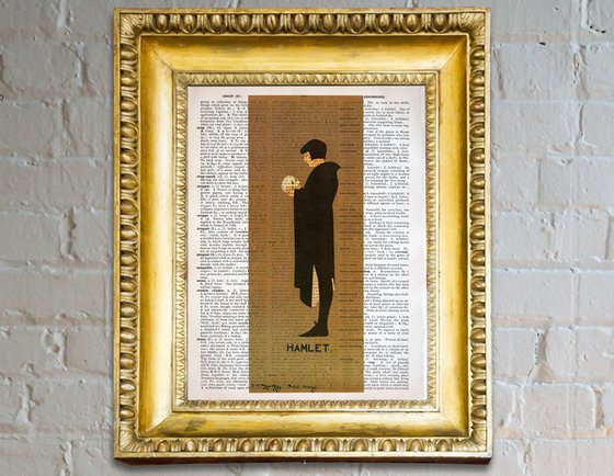 Hamlet - Collage Art Print on Large Real English Dictionary Vintage Book Page