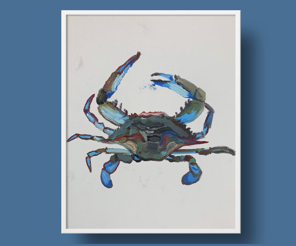 Impressionistic Animal Oil Painting By Vita Schagen, 9 X 12", Crab., Original Artwork