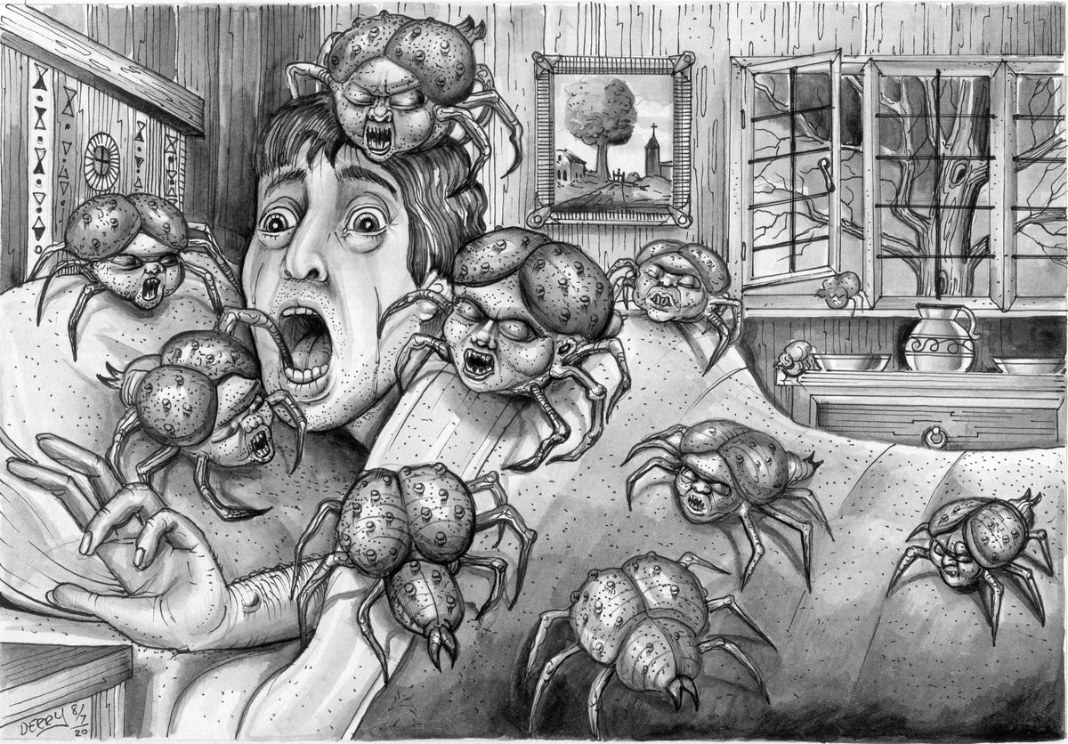 Surrealistic Portrait Drawing By Spencer John Derry, 12 X 8", The Ash Tree, Original Artwork