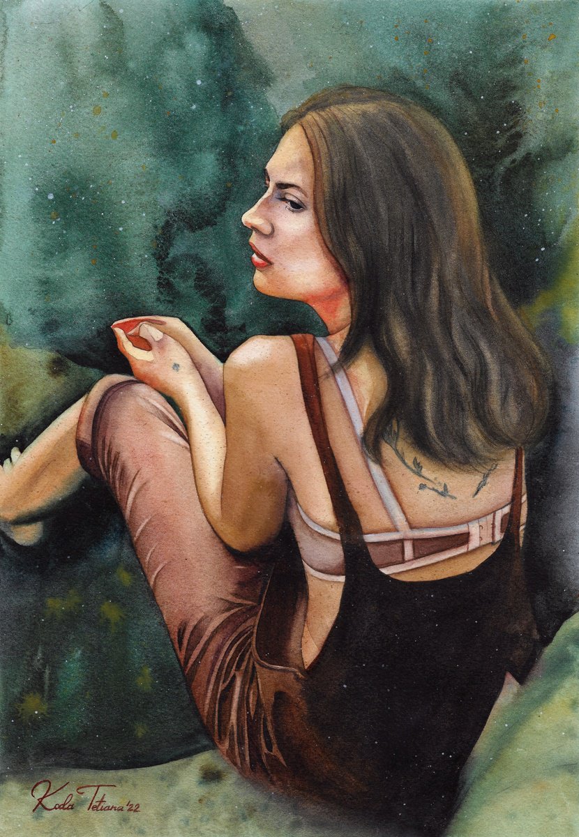 Impressionistic Portrait Watercolour By Tetiana Koda, 12 X 17", Dreamer, Original Artwork