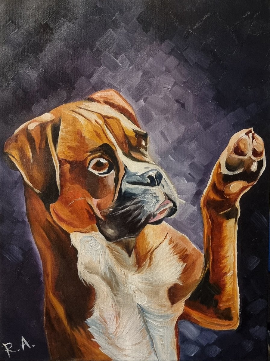 Boxer dog 30*40 by Anna Reznik