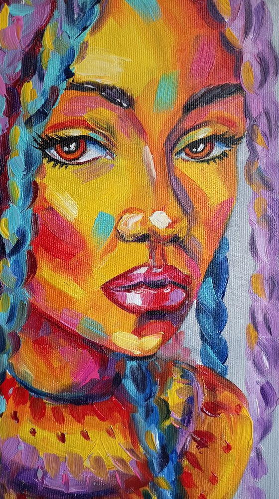 Sparkle in the eyes - portrait, oil painting, woman portrait, woman, woman face, face oil painting