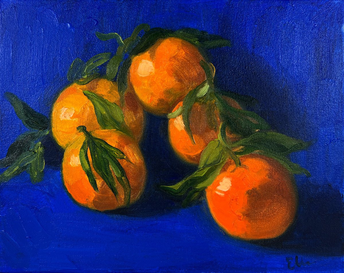 Still life with tangerines by Elina Arbidane