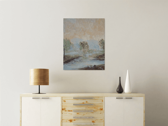 «sunset» — contemporary landscape with optimistic and positive energy on stretched canvas