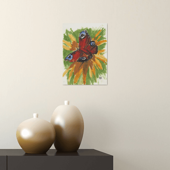 Peacock Butterfly On A Flower