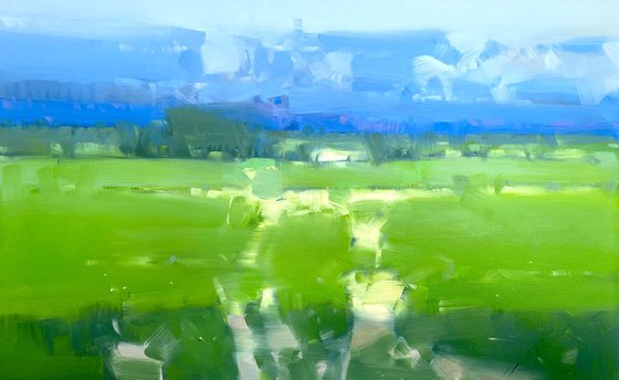 Summer Field, Original oil painting, Handmade artwork, One of a kind