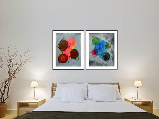 cosmogonie 3/ diptych - 39,37 x 25,59 in (100 x 65 cm)