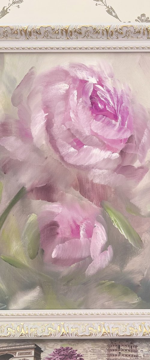 Pink peonies in a frame by Marina Skromova