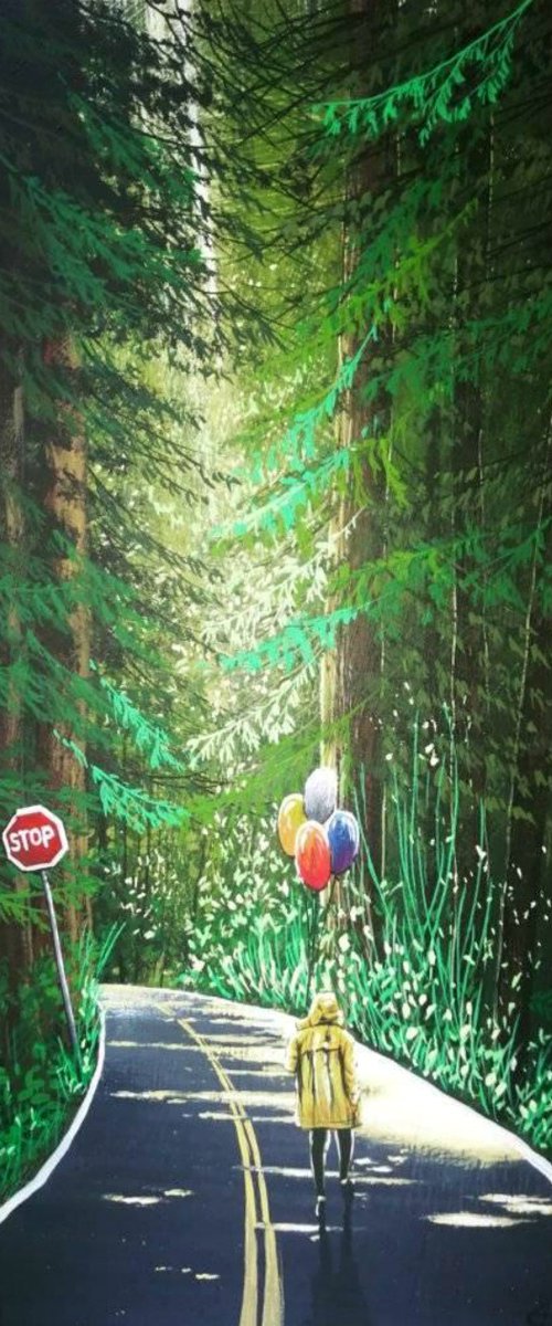 I'm going to a birthday party Acrylic on panel 47x28cm by Eugene Gorbachenko