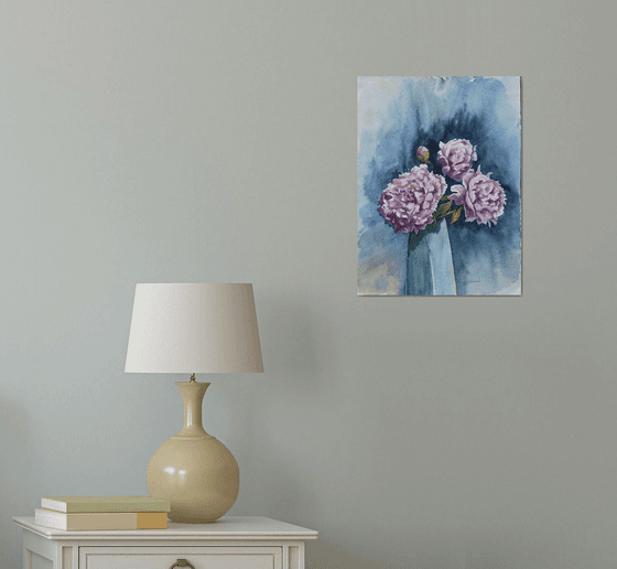 Symphonie in blue and pink - peonies