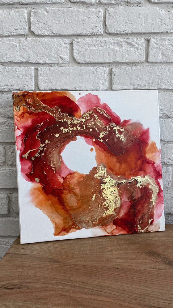 Red Gold Abstract Canvas Art