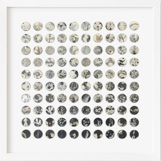 One Hundred Vintage Botanical Dots Collage