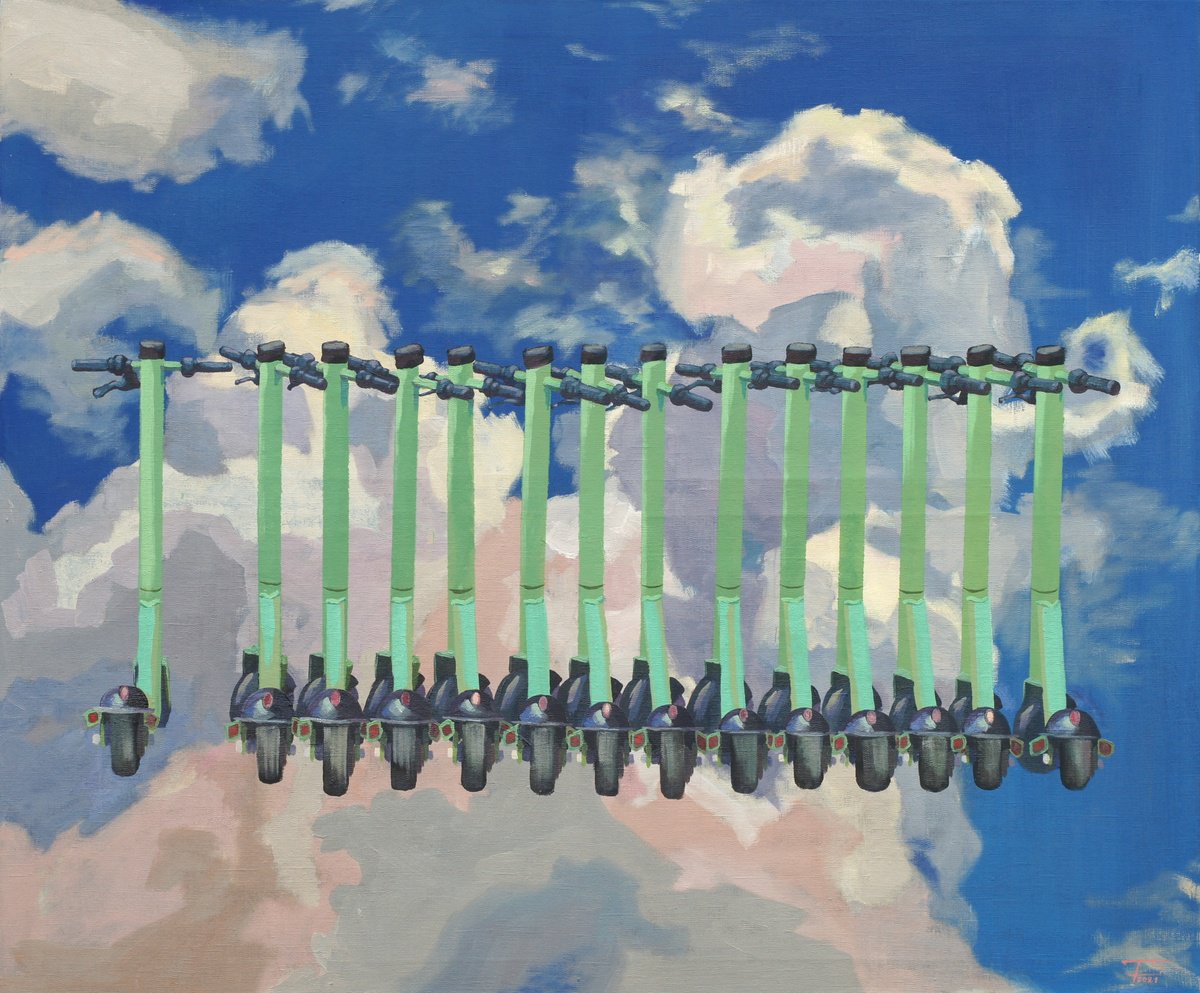 Transport Oil Painting By Tomas Stanaitis, 47 X 39", The Migrants, Original Artwork