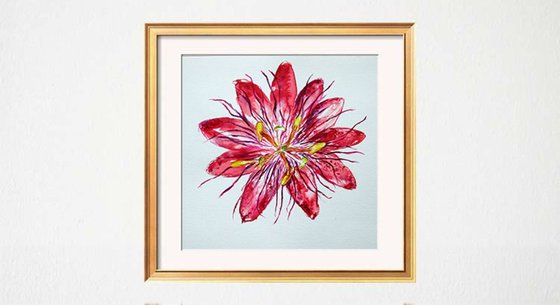 Burgundy Passion Flower / Watercolour