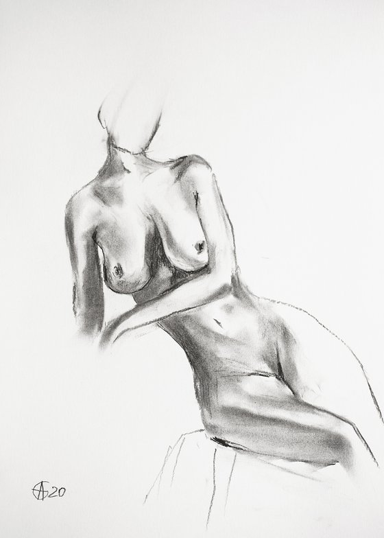Nude in charcoal. 10. Black and white minimalistic female girl beauty body positive