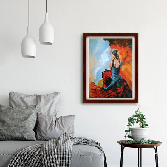 Flamenco dancer 2, Dancer Painting Original Art Flamenco Artwork 40x50 cm