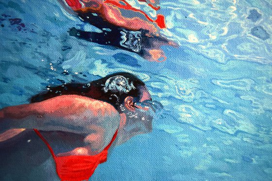 Underneath XVIII - Miniature swimming painting