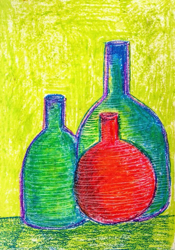 Still Life with Green Bottles