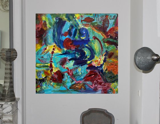 Blue Colour inspiration Abstract   Acrylic  Artwork 100x100