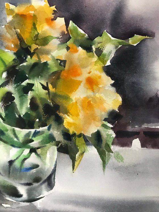 Yellow roses 2.  one of a kind, original watercolor