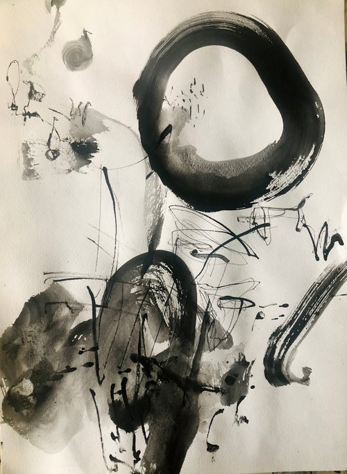Black and white abstract painting.Untitled by Ilaria Dessí