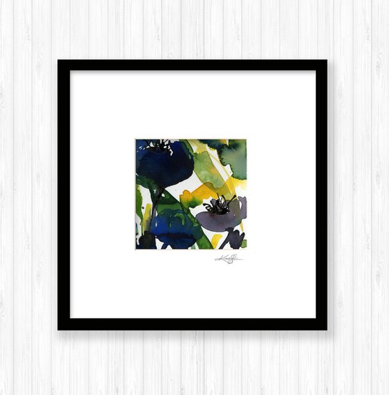 Abstract Florals Collection 4 - 3 Flower Paintings in mats by Kathy Morton Stanion