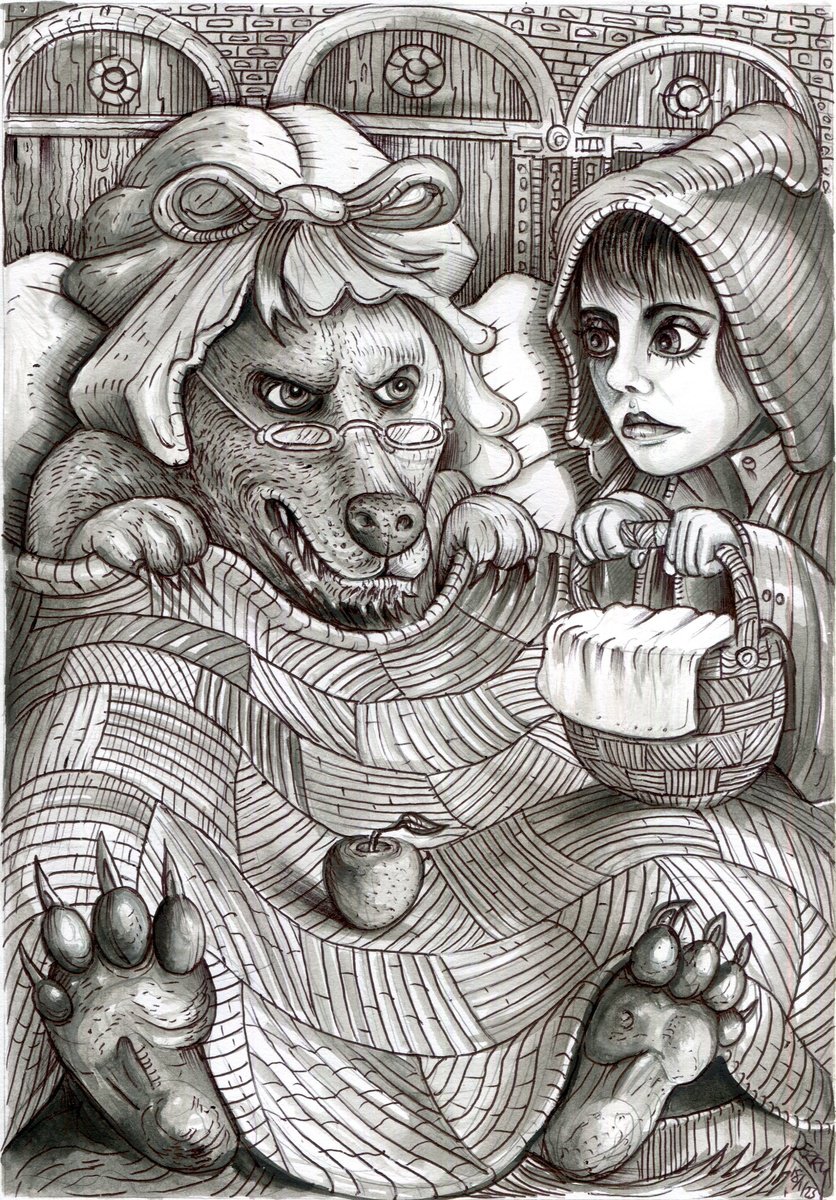 Illustrative Portrait Drawing By Spencer John Derry, 8 X 12", Little Red Riding Hood, Original Artwork