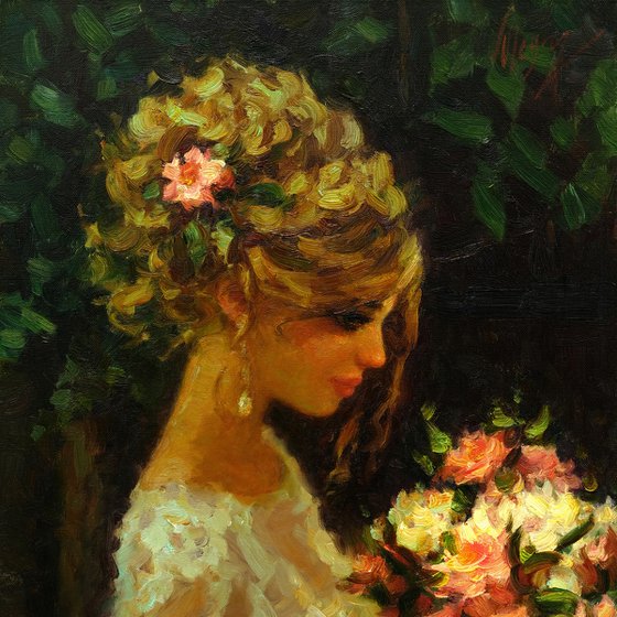 Girl and flowers