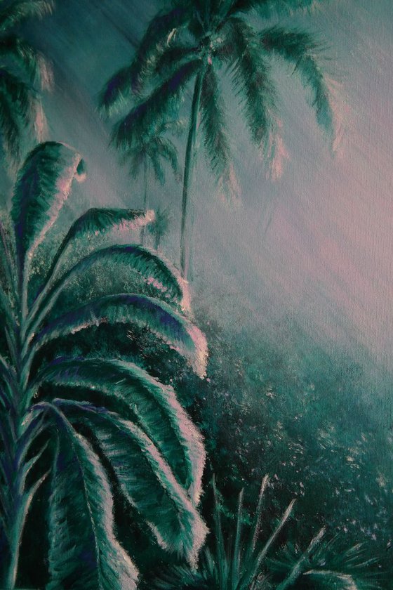 Rain Forest -  EXTRA LARGE  Tropical Impressionistic Home decor Painting