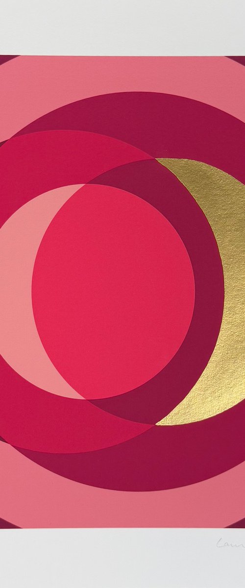 Fine Art Print & Gold painted. Fuchsia by Laura Rota