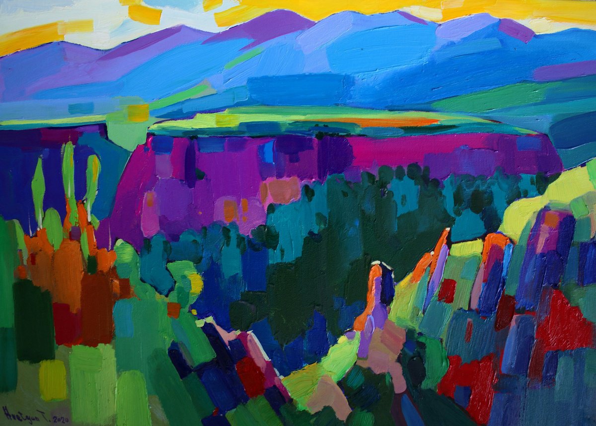 Impressionistic Landscape Oil Painting By Tigran Avetyan, 28 X 20", Landscape In Lori, Original Artwork