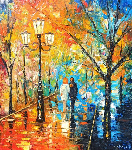 Autumn walking (60x50cm, oil painting, ready to hang)