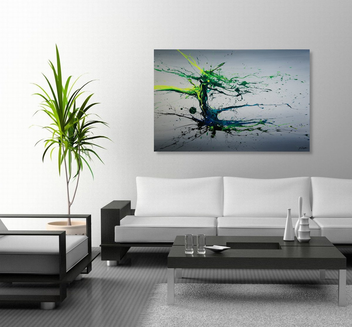 Abstract Acrylic Painting By Ansgar Dressler, 47 X 31, Dragon