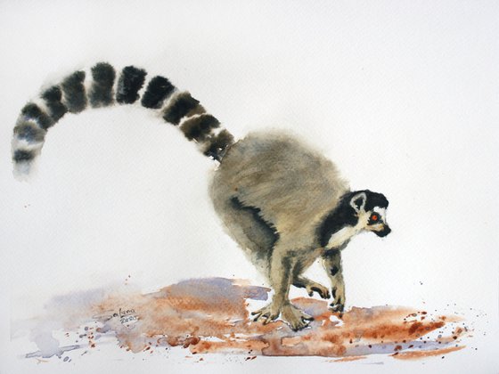 Lemur III - Animal portrait /  ORIGINAL PAINTING