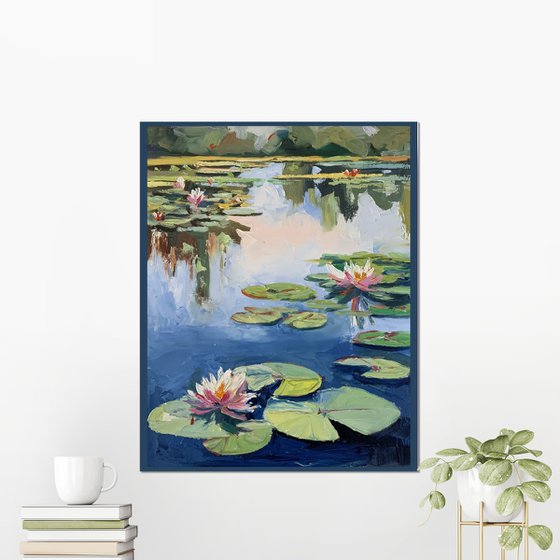 Pond with water lilies.