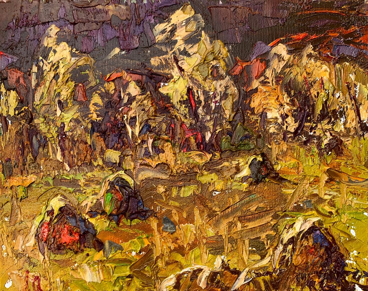 Impressionistic Landscape Oil Painting By Kalenyuk Alex, 10 X 8", After Haymaking, Original Artwork