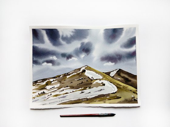 Mountain range art /Clouds painting