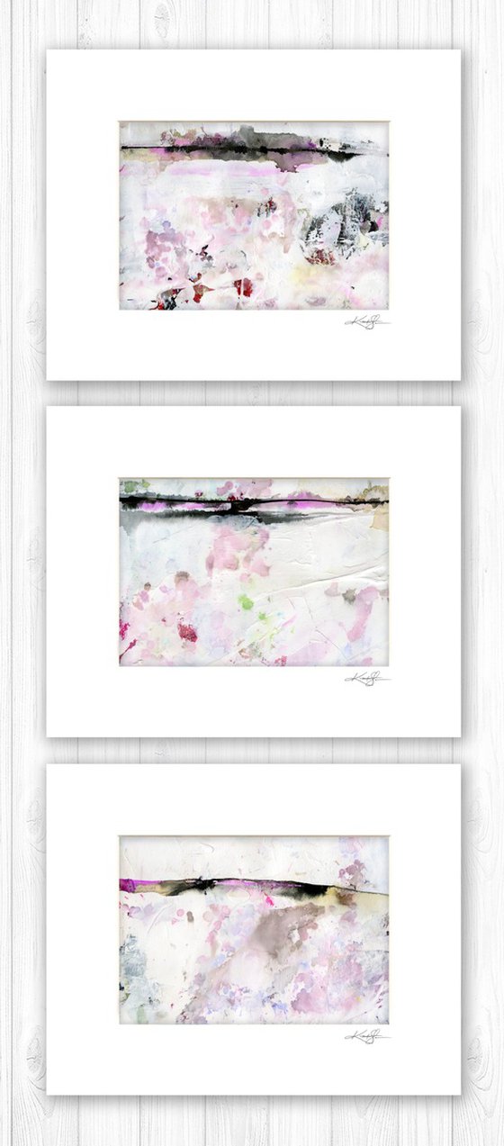 A Serene Life Collection 3 - 3 Abstract Paintings in mats by Kathy Morton Stanion