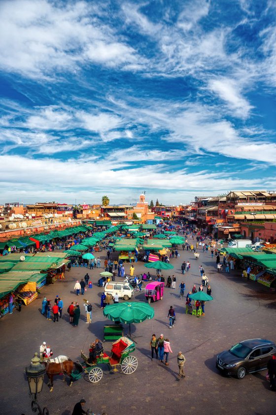 Busy, Busy - Metal Print - Ready To Hang - Daytime HDR - Marketplace - Marrakesh, Morocco