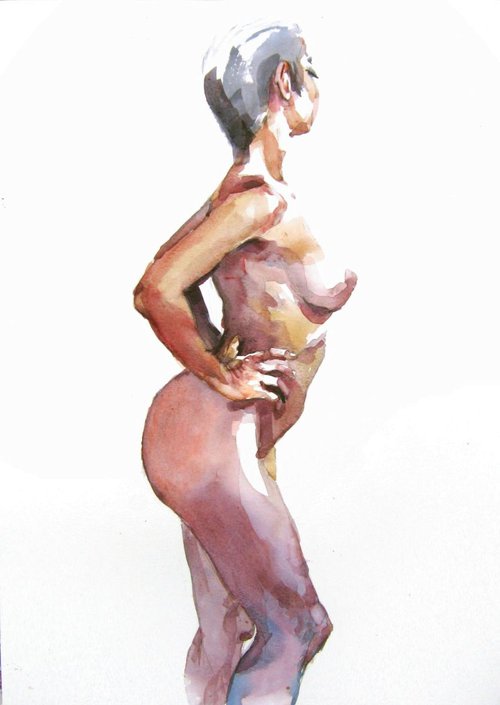 nude  (side view) by Goran Žigolić Watercolors