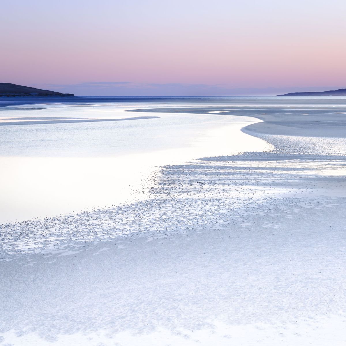 Silence in Silver, Isle of Harris - Extra large beach abstract in Pink and Grey by Lynne Douglas