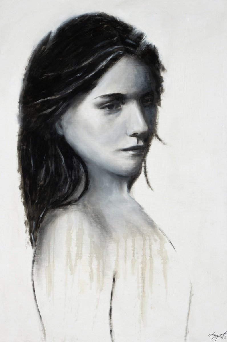 Impressionistic Portrait Oil Painting By Angela Suto, 28 X 41, Aurora, Original Artwork